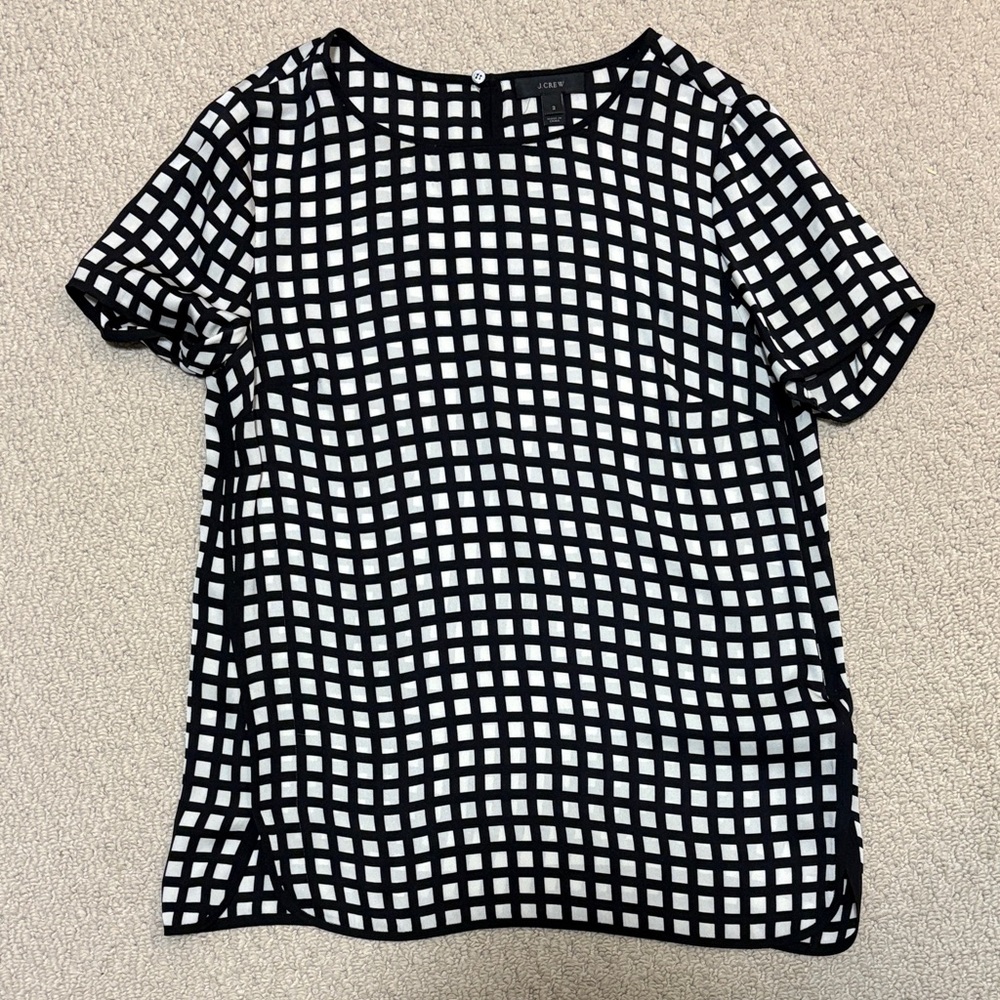 J Crew Black and White Checkered Women's Top